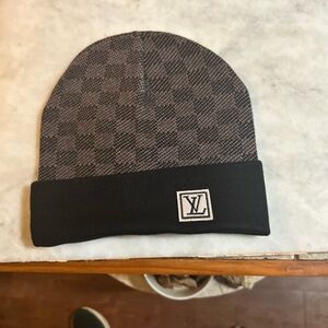 Louis Vuitton Checkered Black and Gray Beanie